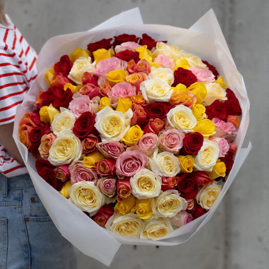 Bouquet Mix of 101 multi-colored roses