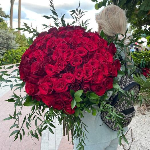 100 long stems red roses