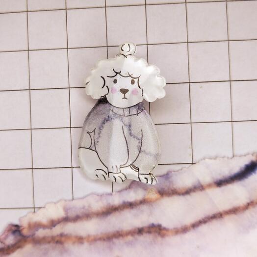 White Dog Brooch