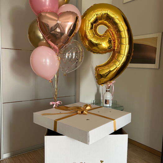 Box with Number Balloon