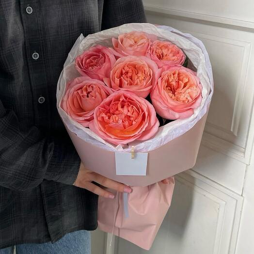 Монобукет из 7 пионовидных роз Пинк Экспрешн