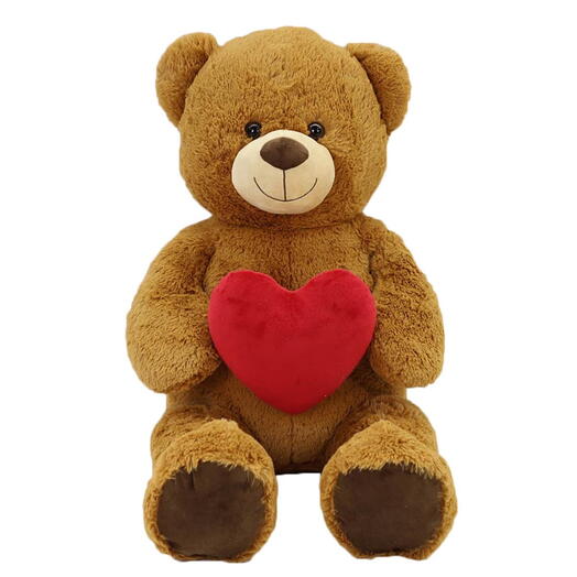 Large Brown Plush Teddy Bear with Heart — 100 cm