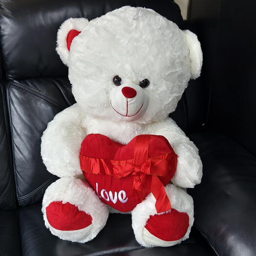 White 60 cm plush teddy bear, we deliver only with a bouquet