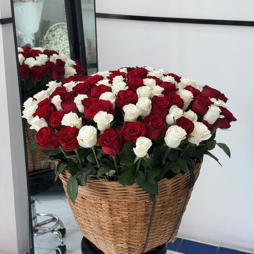 Basket with 101 rose