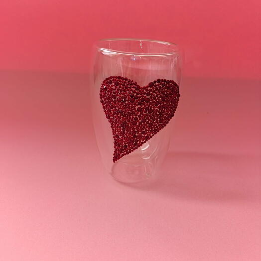 Luxury Double-Wall Glass with Red Crystal Heart ️ (430 ml)