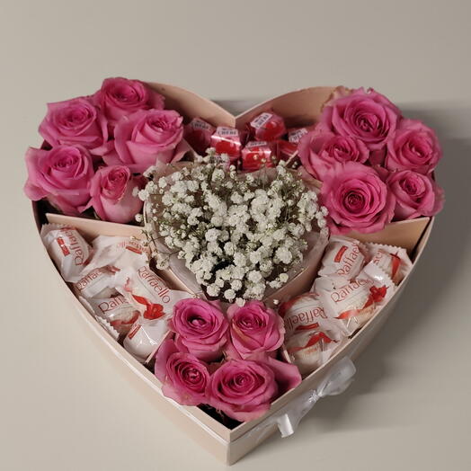 Herzbox „Sweet Love – Rosen   Raffello Überraschung