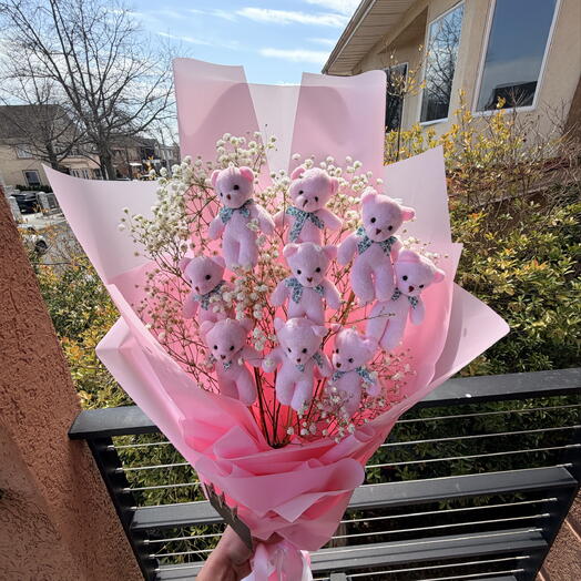 🎀🧸 Blush Pink Teddy Bouquet