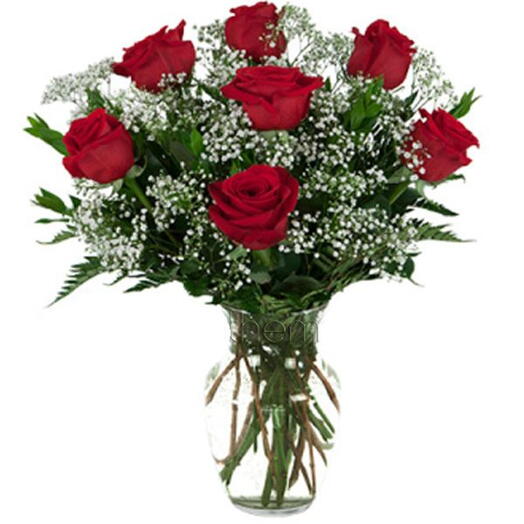 Bouquet of 7 red roses WITH OUT VASE