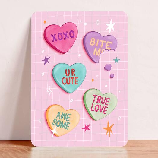 Love candy hearts card