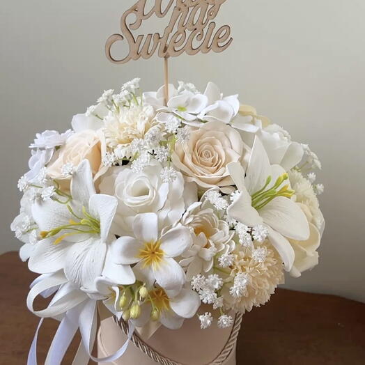 Ramo caja de flores flores de jabón regalo baby shower nacimiento del bebé