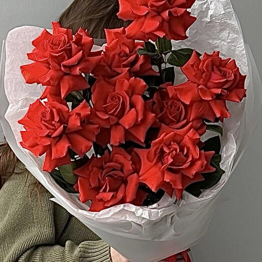 kytice 9 rudych francouzskych růzi