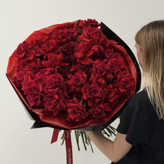 50 French Red Roses