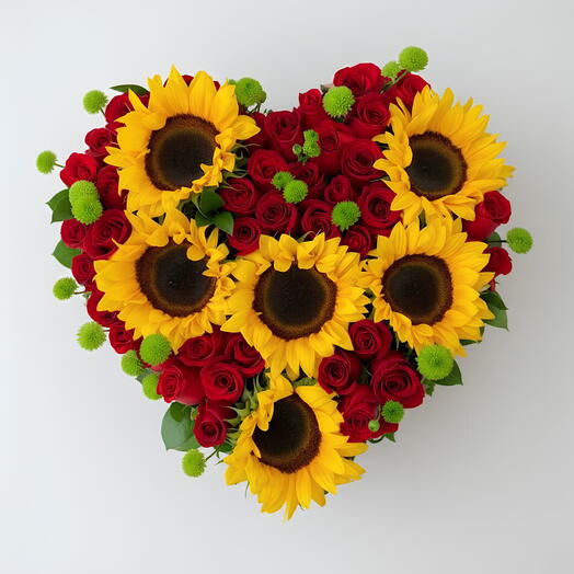 Corazon de Girasoles y Rosas