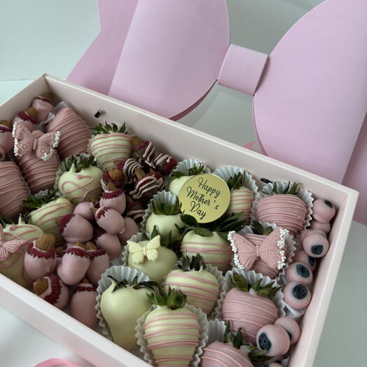 Pink Gift Box with – Chocolate-Dipped Delights
