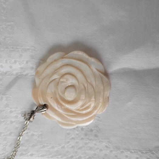 Rosa,  Carved shell pedant