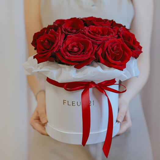 Red roses in a box