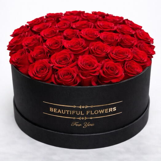 Red Empire – Round Box of Red Roses