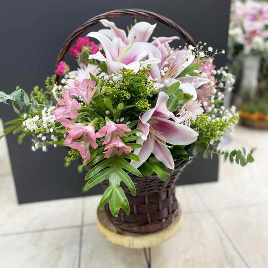Luxury flower basket with lilies