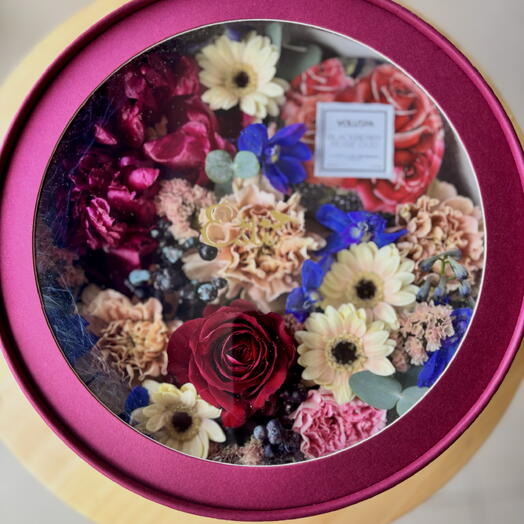 Flower box with aroma candle Burgundy