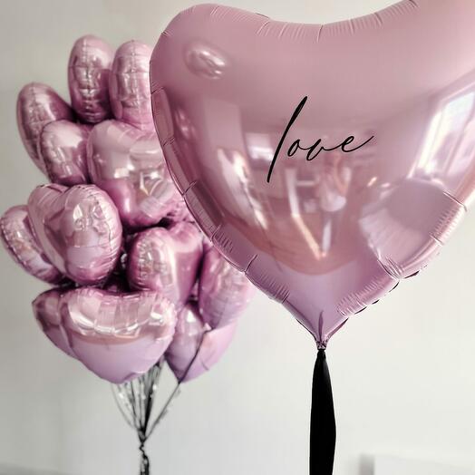 Large heart with inscription and a bouquet of 23 hearts