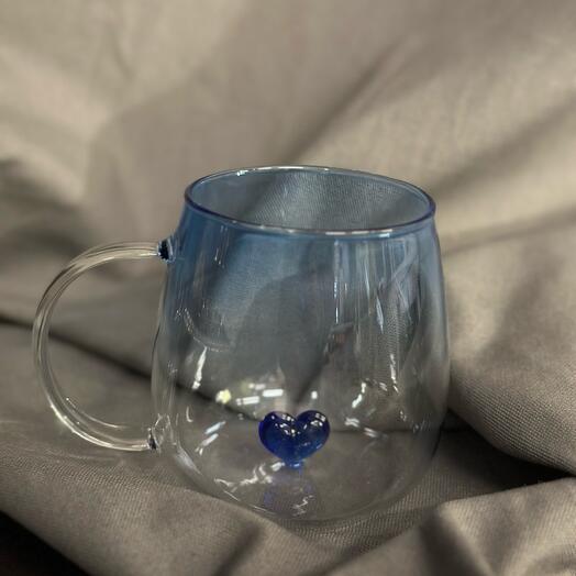 Glass mug with a heart (350 ml)