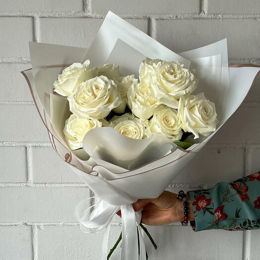 Bouquet of white roses, 11 pcs
