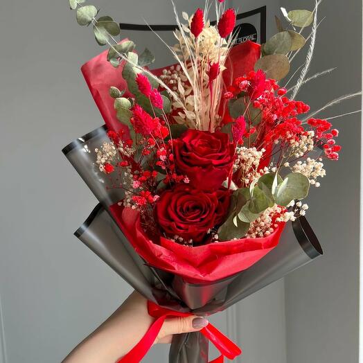 Trockenblumenstrauss "Weinrot"