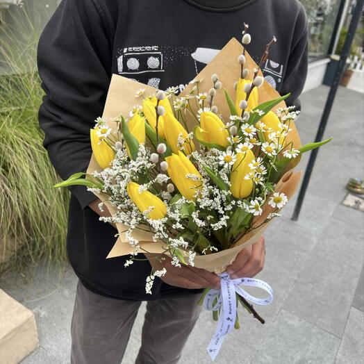 Yellow Tulips Mix Flowers Bouquet
