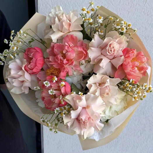 Sweet Air Bouquet - Peonies, French Roses, Hydrangea, Camomile