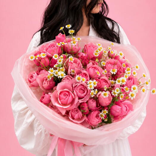 🌸Bouquet is peony spray roses ant tanacetum