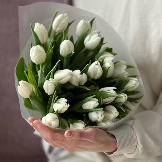 25 white tulips