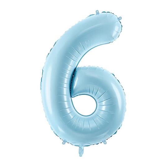 Light blue foil balloon number 6