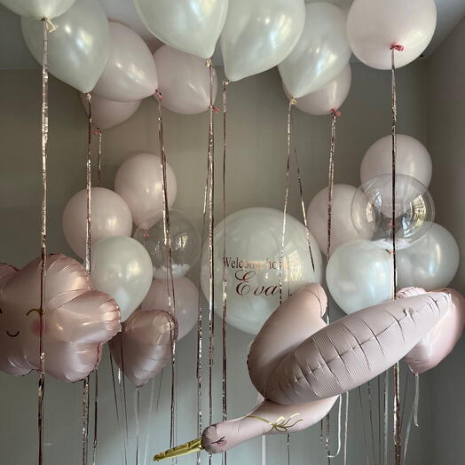 Newborn Discharge Balloons with Stork