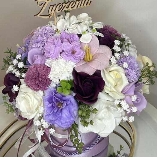 Caja de flores flores de jabón ramo regalo cumpleaños onomástica