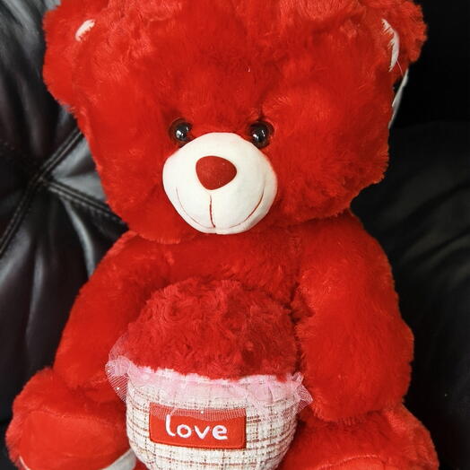 Red plush teddy bear 60 cm, we deliver only with a bouquet