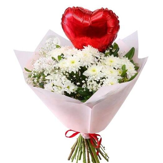Chrysanthemum bouquet with a heart