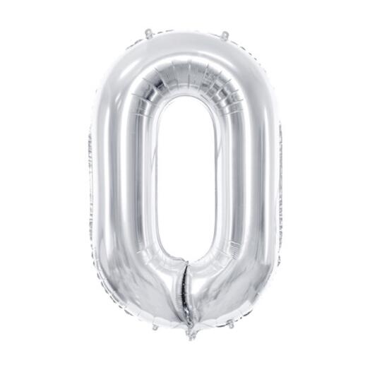 Silver foil balloon number 0