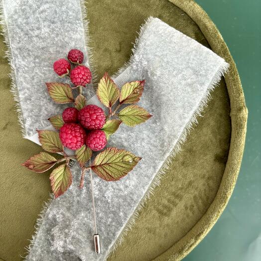 Raspberry red needle brooch