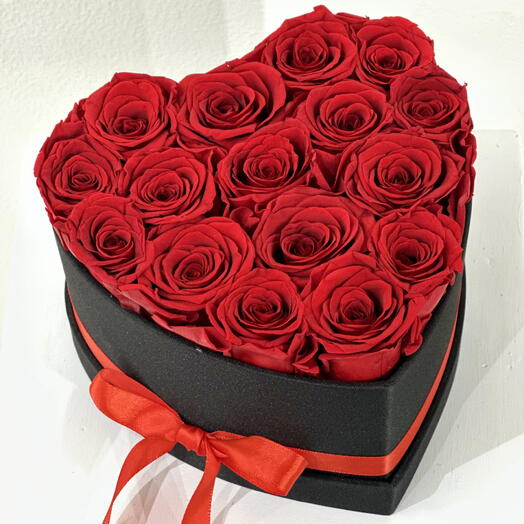 Long Lasting Red Rose In A Heart Shaped Box Small