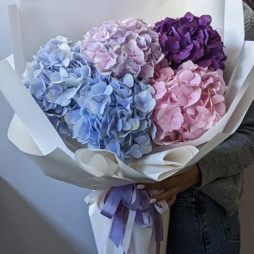 Букет 5 гортензий микс