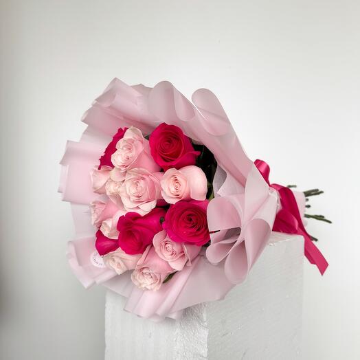 Pink roses mix 15pcs