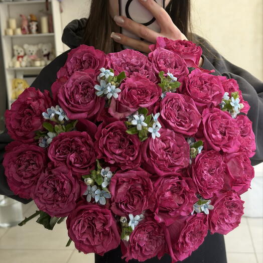 Mixed bouquet of peony rose + oksi