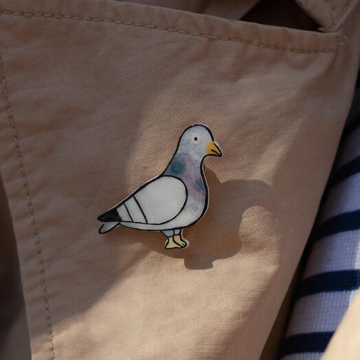 Ceramic brooch City Pigeon