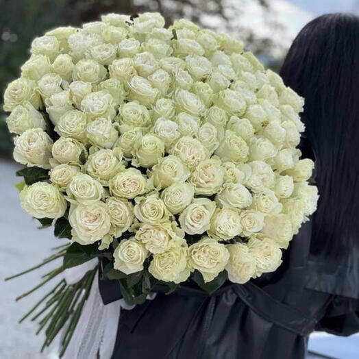 Букет из 101 розы премиум под ленту