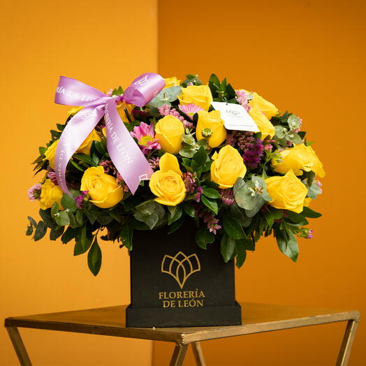 Caja de 36 rosas amarillas