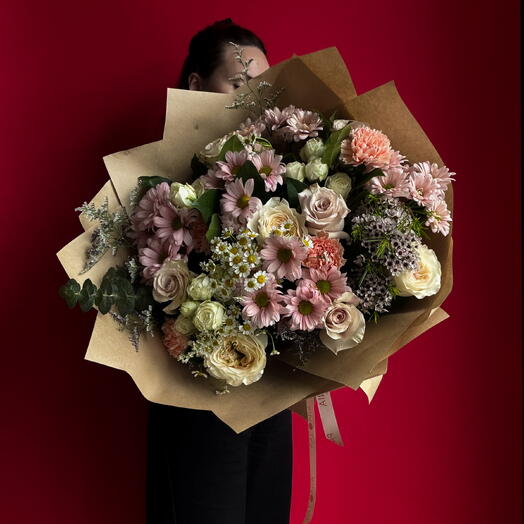 Valentines 4 - mums, roses, waxflower, carnation