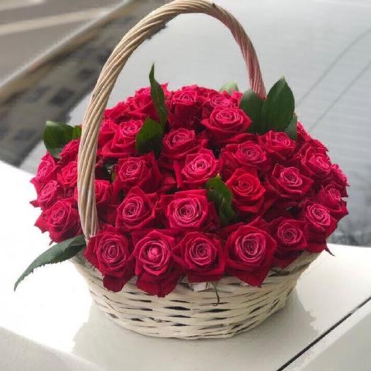 51 roses in a basket