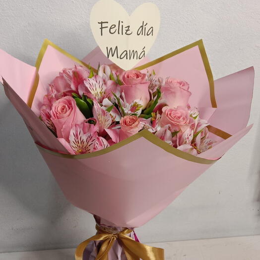 Bouquet rosas y alstroemelia