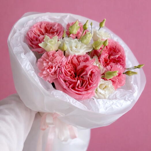 💐Bouquet of peonies roses, dianthus and eustoma