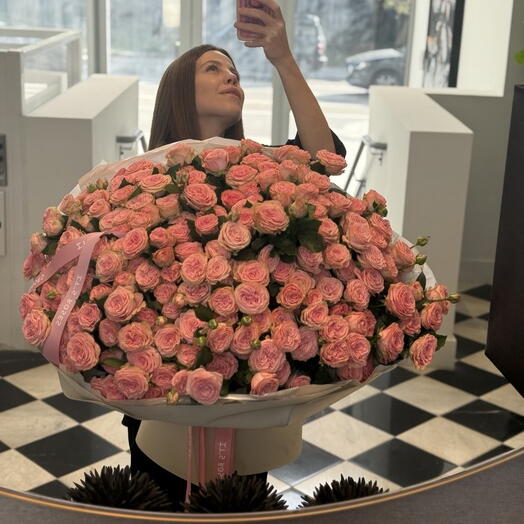 Ramo extra grande de rosas spray de jardín rosadas